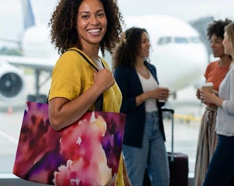 Pink Watercolor Floral Weekender | Abstract Blush Bloom Print | Tote Bag | Carryon