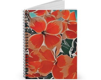 Orange Hibiscus Floral Spiral Notebook | Ruled Journal | Diary