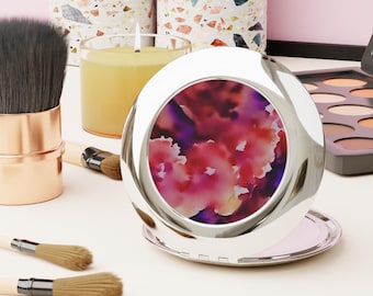 Pink Watercolor Floral Compact Travel Mirror | Pocket Mirror | Gift Set