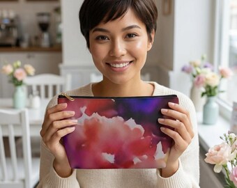 Pink Watercolor Floral Accessory Pouch | Makeup Bag | Gift Set