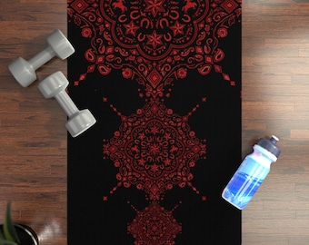 Red Bandana Print Rubber Yoga Mat | Non-Slip Exercise Mat
