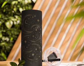 Celestial Moon and Stars Skinny Matte Tumbler | 20oz