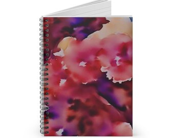 Pink Watercolor Floral Spiral Notebook | Ruled Lined Journal | Diary