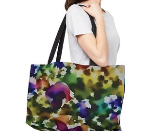 Floral Artwork Weekender: Vibrant Design for Weekend Adventurers | Tote Bag | Carryon