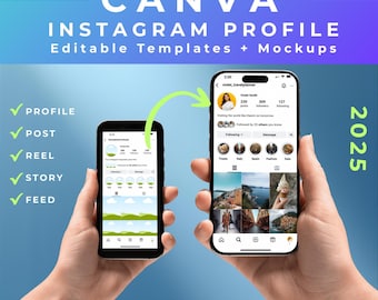 Plantillas de maquetas de Instagram: Planificador de feeds de redes sociales (Descarga digital editable de Canva)