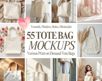 55 maquetas de bolsos de estilo bohemio / Fotos de stock de estilo de vida moderno en lona (descarga digital)