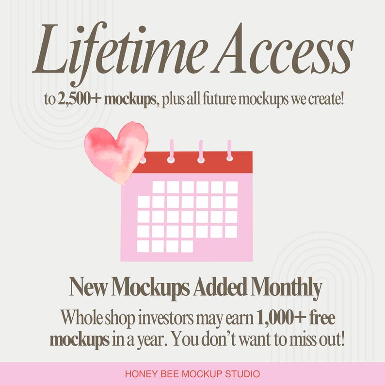 Lifetime access Canva mockup bundle with 2500+ mockups and growing, new mockups added monthly, whole shop bundle for digital download sellers, print on demand mockups, modern boho minimalist styled product templates from Honey Bee Mockup Studio.