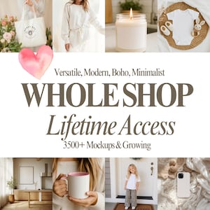 Whole Shop Bundle, Print On Demand Mockups Bundle, Boho Minimalist Style, Canva, Photoshop, Photopea