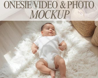 Boho Baby Onesie Mockup Bundle: PNG Photo & MP4 Video (Digital Download)