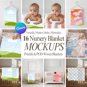 Nursery Blanket Mockups Bundle: Canva Templates for POD Blankets (Digital Download) image 1
