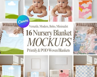 Nursery Blanket Mockups Bundle: Canva Templates for POD Blankets (Digital Download)