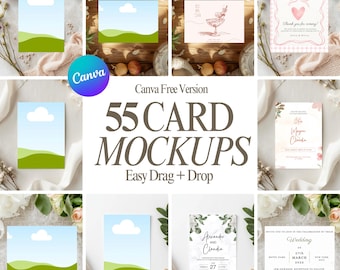 Canva Card Mockups Bundle | 55 Drag & Drop Templates (Instant Download)