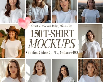 White T-Shirt Mockup Bundle: Gildan 64000 & Comfort Colors (Digital Download)