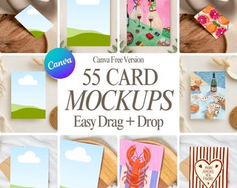 Bearbeitbares Karten Mockup Canva Template: Boho Einladung & Print Display