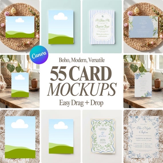 Canva Card Mockup Bundle | Wedding, Stationery, Greeting (Digital Download)