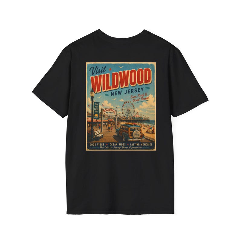 Wildwood New Jersey Retro Beach Shirt | Vintage Jersey Shore T-Shirt | Boardwalk Graphic Tee | Coastal Summer Shirt image 6