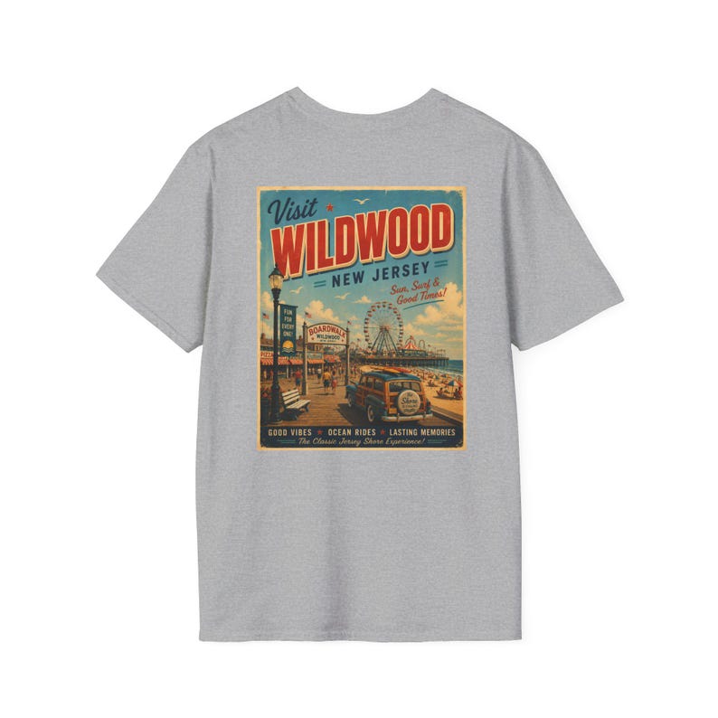 Wildwood New Jersey Retro Beach Shirt | Vintage Jersey Shore T-Shirt | Boardwalk Graphic Tee | Coastal Summer Shirt image 8