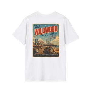 Wildwood New Jersey Retro Beach Shirt | Vintage Jersey Shore T-Shirt | Boardwalk Graphic Tee | Coastal Summer Shirt image 4