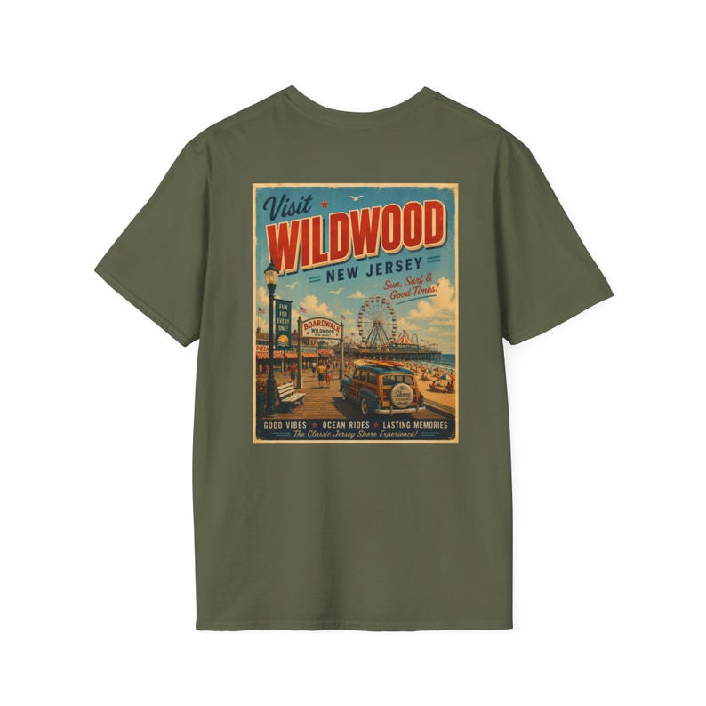 Wildwood New Jersey Retro Beach Shirt | Vintage Jersey Shore T-Shirt | Boardwalk Graphic Tee | Coastal Summer Shirt image 12