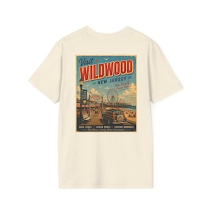 Wildwood New Jersey Retro Beach Shirt | Vintage Jersey Shore T-Shirt | Boardwalk Graphic Tee | Coastal Summer Shirt image 1
