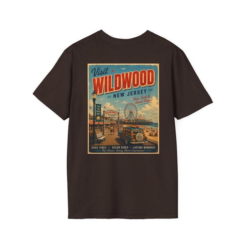 Wildwood New Jersey Retro Beach Shirt | Vintage Jersey Shore T-Shirt | Boardwalk Graphic Tee | Coastal Summer Shirt image 10
