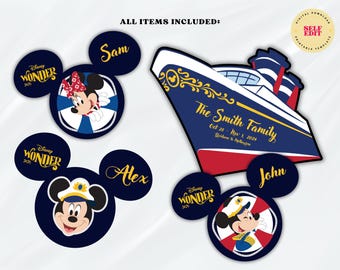 Disney Wonder Cruise Door Magnet | Editable Canva Template | Cruise Stateroom Decor | Printable Digital Download