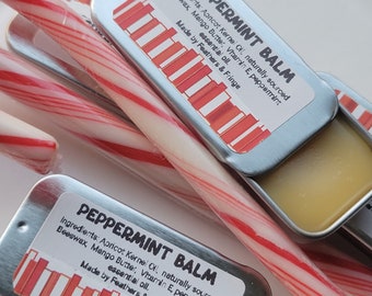 Moisturizing lip balm all natural beeswax lip protection peppermint tin