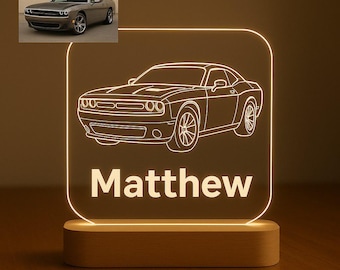 Auto Mechanic Custom Night Light Personalized LED Gift with Laser Engraved Car Photo on Acrylic Plate