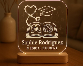 Medical Student Custom Night Light Personalized LED Lamp with Laser Engraved Acrylic for Doctor Graduation Gift
