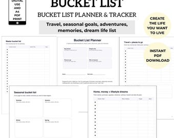 Afdrukbare bucketlistplanner, A4-sjabloon voor doelen stellen (digitale download)
