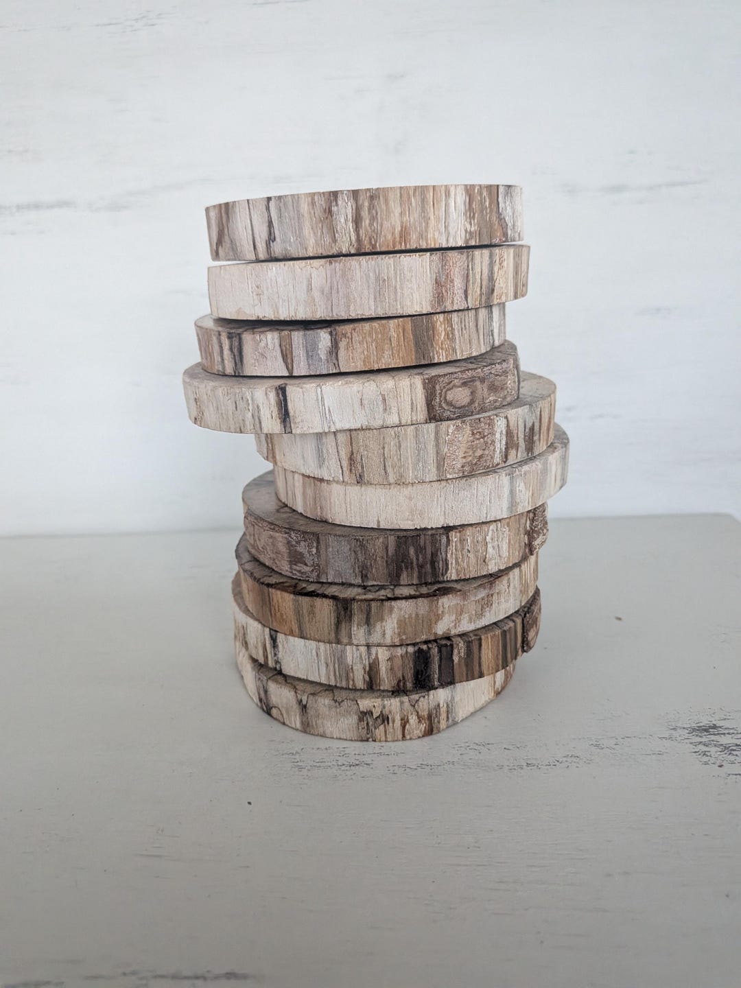 Natural Birch Rounds With Bark Removed Smooth Edge,spalted Wood Slices ...