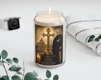 Vela de oración de San Peregrino, vela de soja de 399 g / Devocional católica