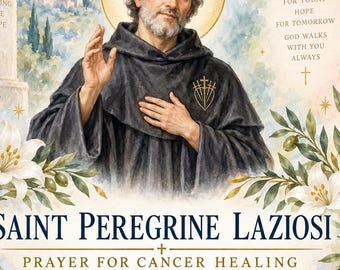 Tarjeta de oración de sanación del cáncer de San Peregrino Laziosi / Regalo espiritual cristiano (Descarga digital)