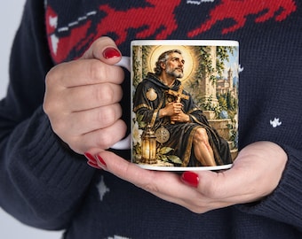 Taza con cita de oración "Be Still" / Taza de café religiosa de San Peregrino