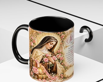 Taza de oración de Santa Teresa / Taza de café religiosa de La Pequeña Flor 110 oz, 15 oz