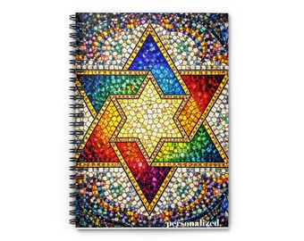Stained Glass Star of David Notebook | Spiral Ruled Journal