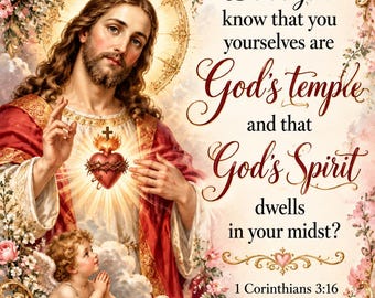 Arte mural religioso Jesús Sagrado Corazón Decoración cristiana inspiradora para el hogar Fe e inspiración Descarga digital instantánea (sin producto físico)