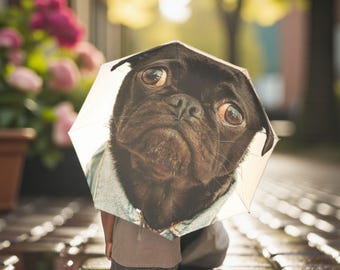 Dog Print Foldable Umbrella: Whimsical Pet Lover Rain Gear