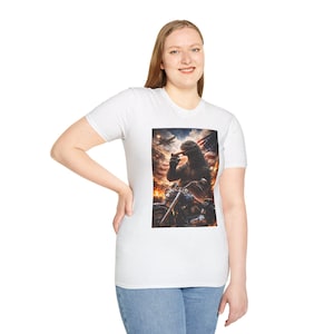 Camiseta de motociclista Godzilla / Camiseta con estampado de motocicleta y bandera estadounidense