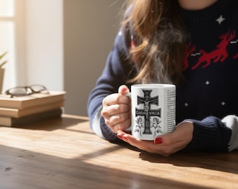 Cruz de Caravaca Prayer Mug, Ceramic Mug | Catholic Spain Religious Design