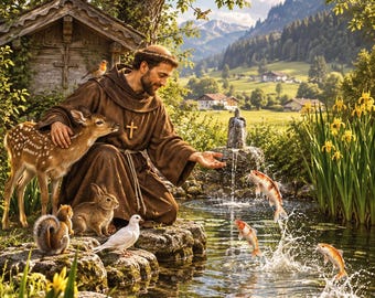 Saint Francis of Assisi Wall Art | Christian Nature Print (Instant Download)