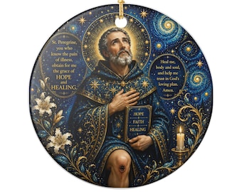 San Peregrino Laziozi, Adorno de cerámica de la esperanza y la sanación / Recuerdo de oración religiosa