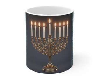 Hanukkah Menorah Coffee Mug – Jewish Celebration, Festive Decor