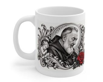 Taza de oración de San Padre Pío / Taza de café religiosa católica devocional