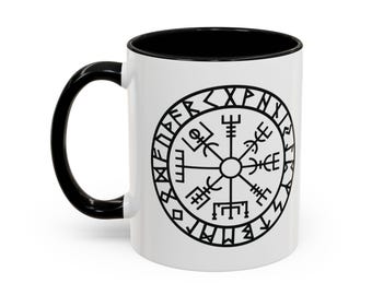 Vegvísir Compass Mug | Norse Guidance, Protection Symbol Coffee Mug