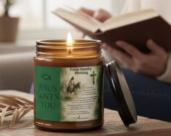 Palm Sunday Blessing Candle Amber Jar | Soy Candle