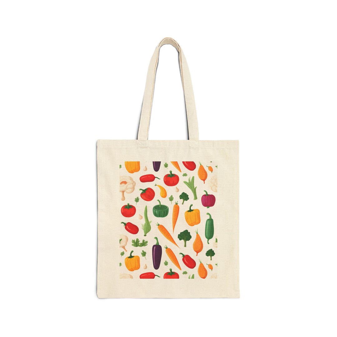 Colorful Vegetables Tote Bag | Farm Market Produce Pattern - Etsy