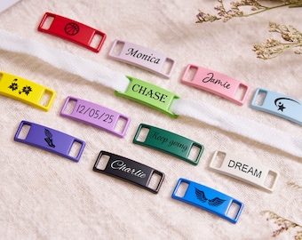 Custom Engraved Shoelaces Tags,Metal Colored Shoelace Buckles,Metal Shoe Lace Charm,Shoe Accessories in Pair,Track Team Gift,Gift for Him