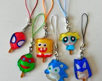 Nostalgic 90s Popsicle Character Phone Charms