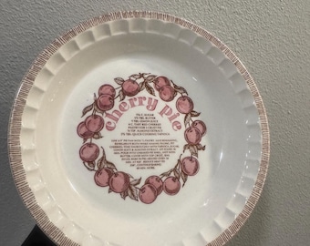 Vintage Cherry Pie Plate with Recipe – Royal China Bakeware Cottage Core